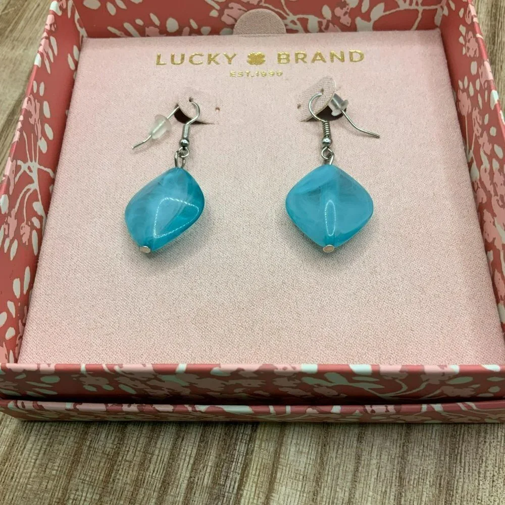 Lucky Brand NWT Dangling Drop Blue Earrings